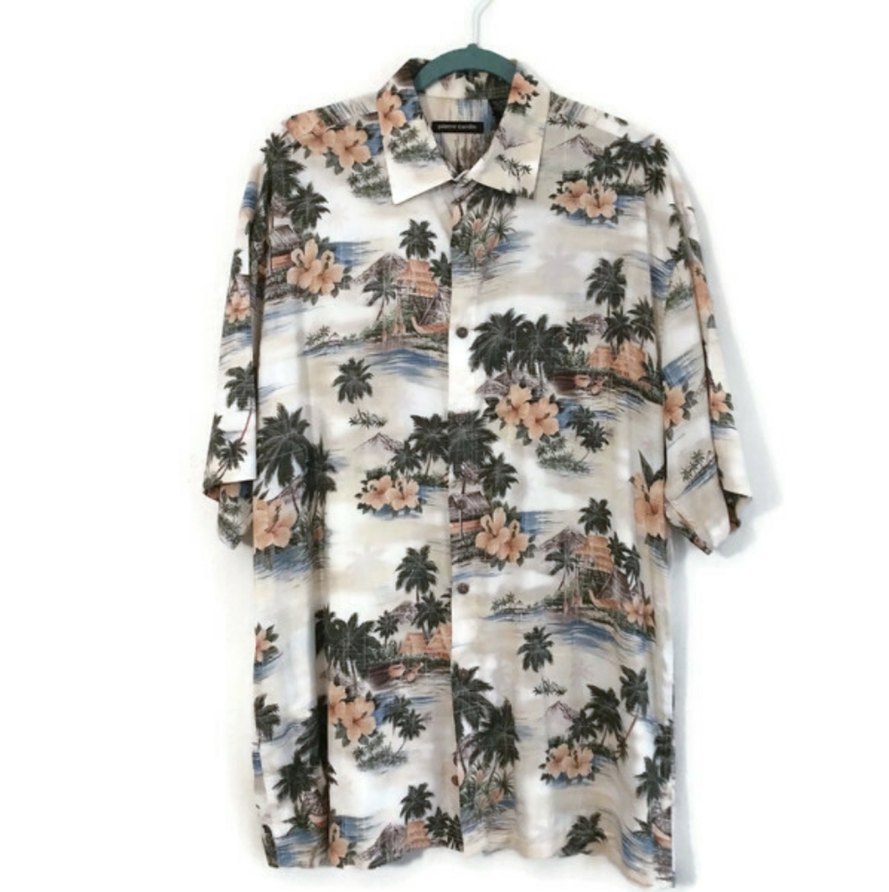 Pierre Cardin L Hawaiian Rayon Button-Up Shirt